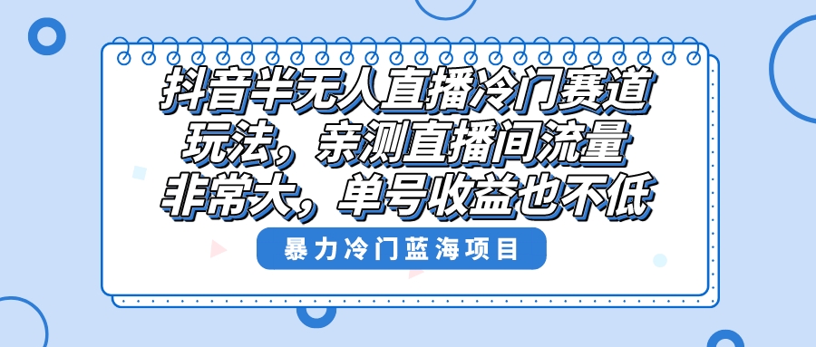 （8667期）抖音半无人直播冷门赛道玩法，直播间流量非常大，单号收益也不低！ - 首创网