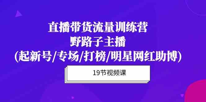 直播带货流量特训营，野路子主播(起新号/专场/打榜/明星网红助博) - 首创网