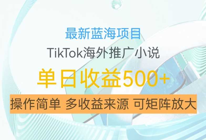 最新蓝海项目，利用tiktok海外推广小说赚钱佣金，简单易学，日入500+，可矩阵放大【揭秘】 - 首创网