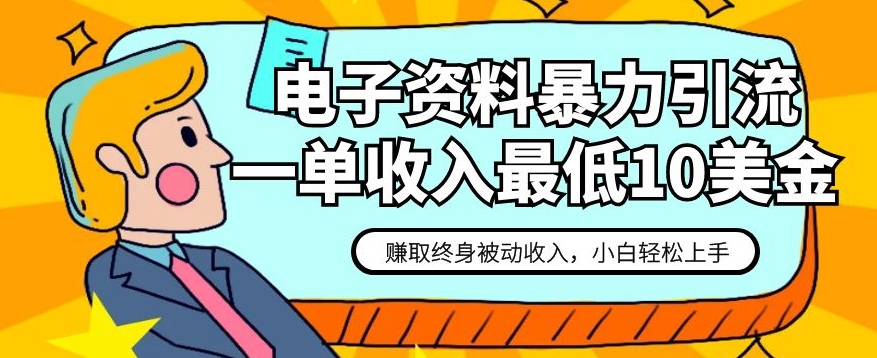 电子资料暴力引流，一单最低10美金，赚取终身被动收入，保姆级教程【揭秘】 - 首创网