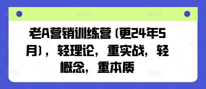 老A营销训练营(更24年11月)，轻理论，重实战，轻概念，重本质 - 首创网