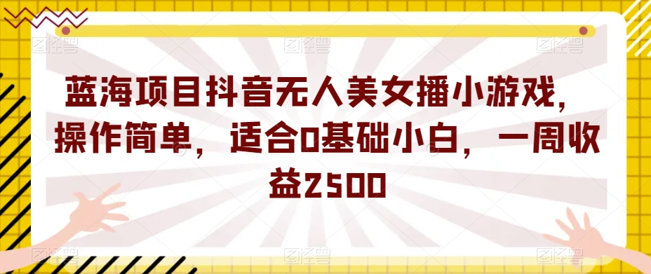 蓝海项目抖音无人美女播小游戏，操作简单，适合0基础小白，一周收益2500【揭秘】 - 首创网