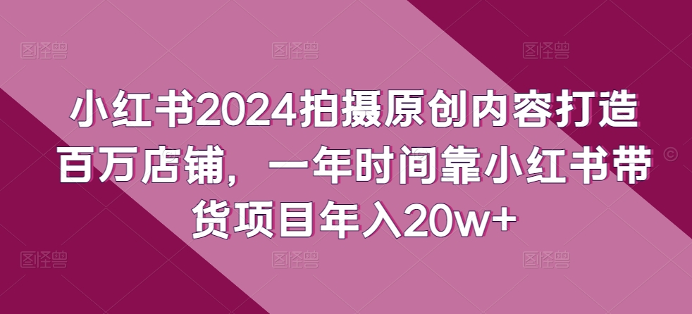 小红书2024拍摄原创内容打造百万店铺，一年时间靠小红书带货项目年入20w+ - 首创网