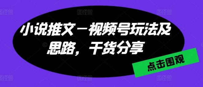 小说推文—视频号玩法及思路，干货分享 - 首创网