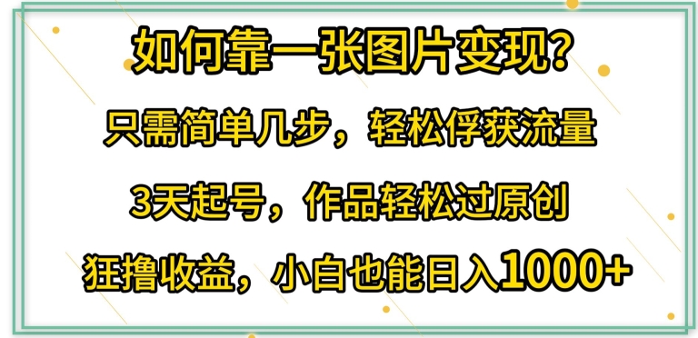 如何靠一张图片变现?只需简单几步，轻松俘获流量，3天起号，作品轻松过原创 - 首创网