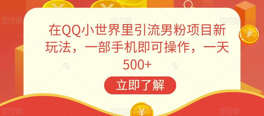 在QQ小世界里引流男粉项目新玩法，一部手机即可操作，一天500+【揭秘】 - 首创网