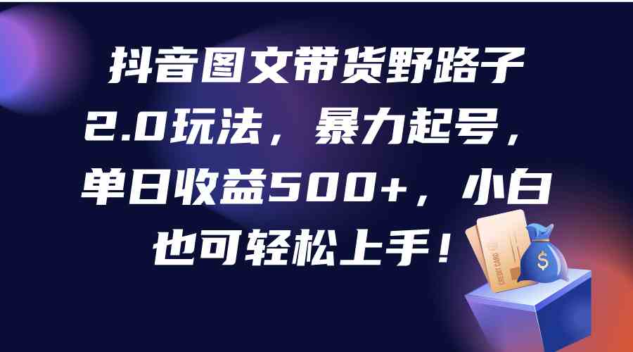 （9790期）抖音图文带货野路子2.0玩法，暴力起号，单日收益500+，小白也可轻松上手！ - 首创网