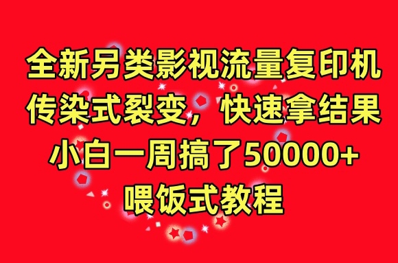 全新另类影视流量复印机，传染式裂变，快速拿结果，小白一周搞了50000+，喂饭式教程 - 首创网