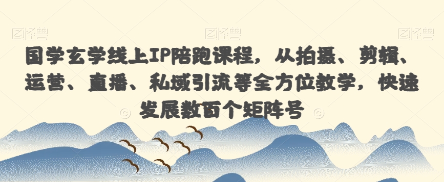 国学玄学线上IP陪跑课程，从拍摄、剪辑、运营、直播、私域引流等全方位教学，快速发展数百个矩阵号 - 首创网