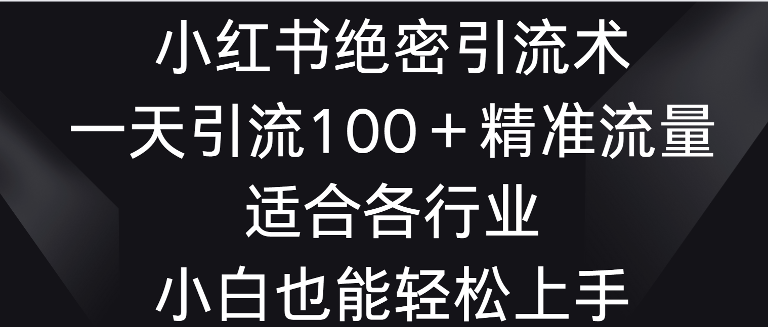 小红书绝密引流术，一天引流100＋精准流量，适合各个行业，小白也能轻松上手 - 首创网