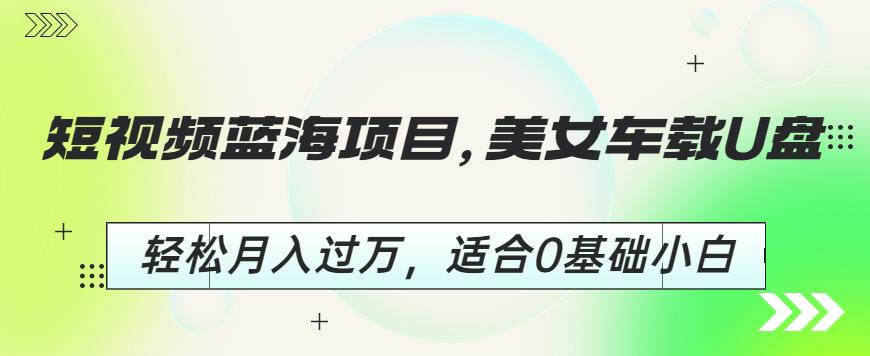 短视频蓝海项目，美女车载U盘，轻松月入过万，适合0基础小白【揭秘】 - 首创网