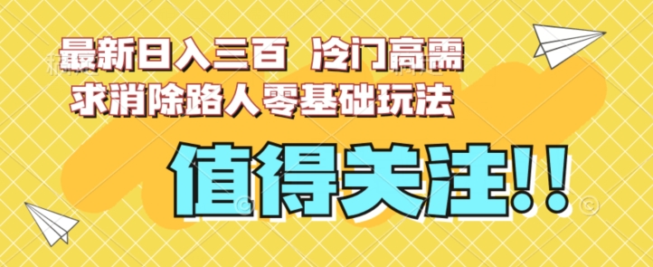 最新日入三百，冷门高需求消除路人零基础玩法【揭秘】 - 首创网