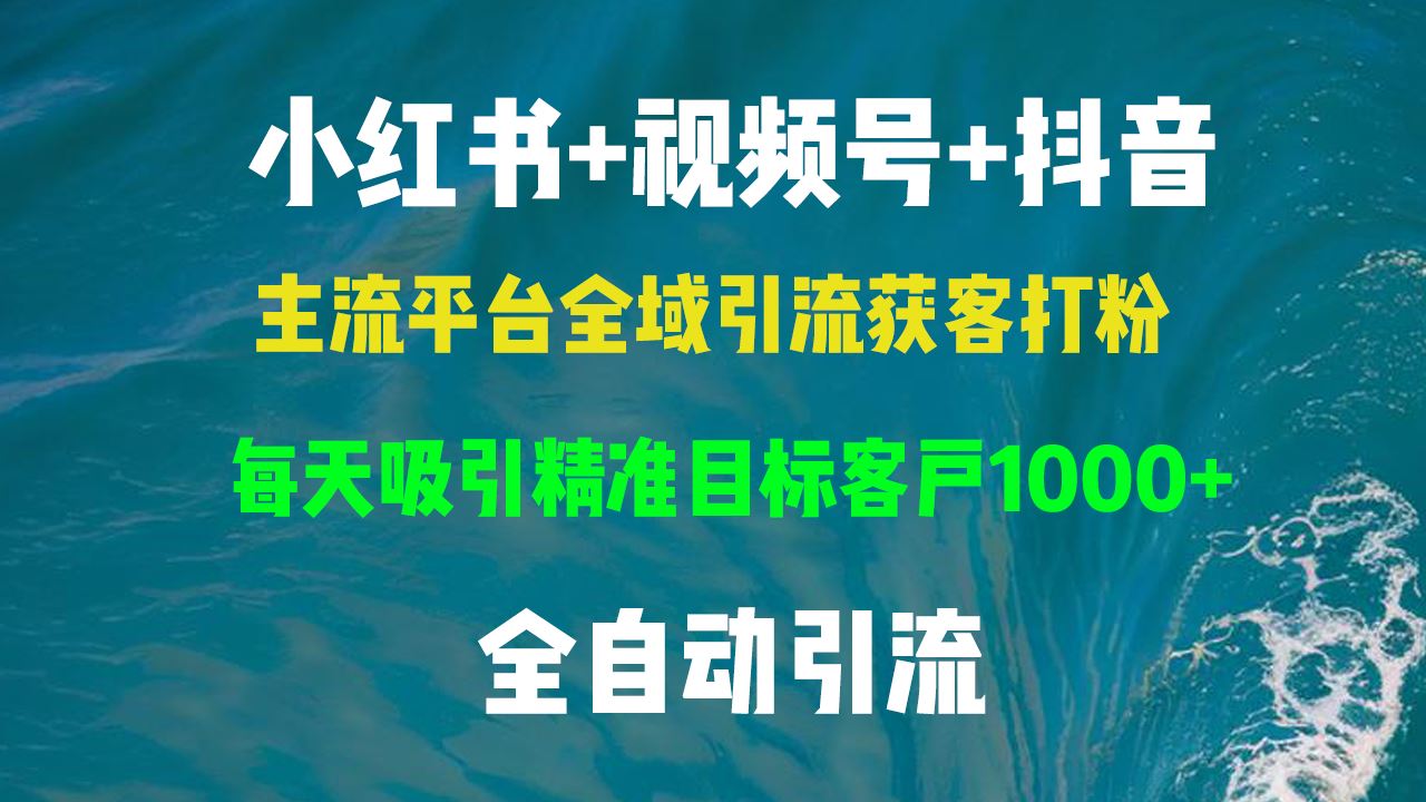 （13104期）小红书，视频号，抖音主流平台全域引流获客打粉，每天吸引精准目标客户… - 首创网