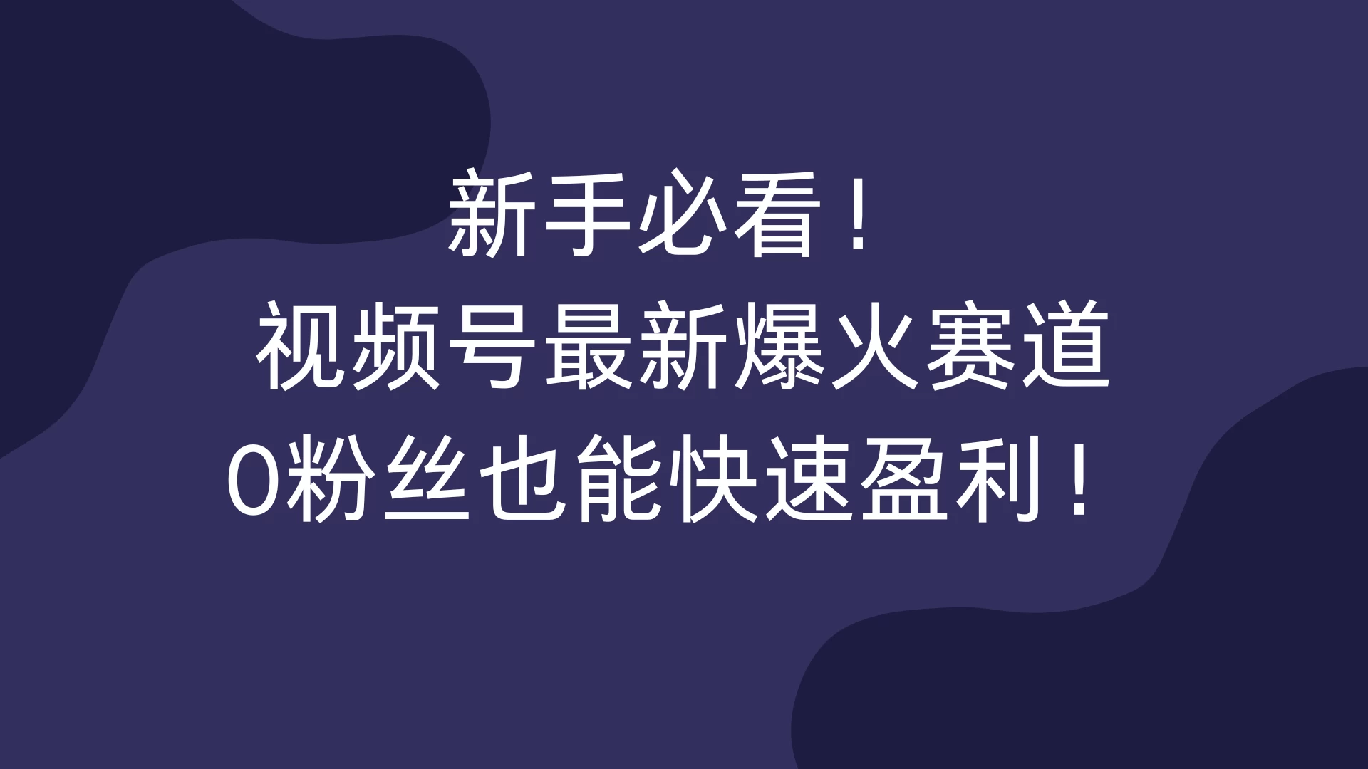 新手必看！视频号最新爆火赛道，0粉丝也能快速盈利！ - 首创网