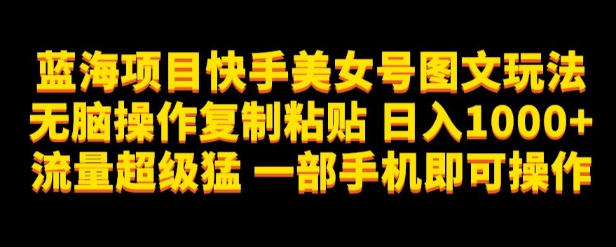 蓝海项目快手美女号图文玩法，无脑操作复制粘贴，日入1000+流量超级猛一部手机即可操作【揭秘】 - 首创网