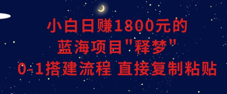 小白能日赚1800元的蓝海项目”释梦”0-1搭建流程可直接复制粘贴长期做 - 首创网