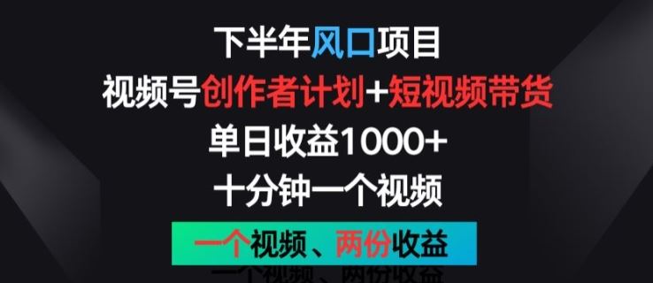 下半年风口项目，视频号创作者计划+视频带货，一个视频两份收益，十分钟一个视频【揭秘】 - 首创网