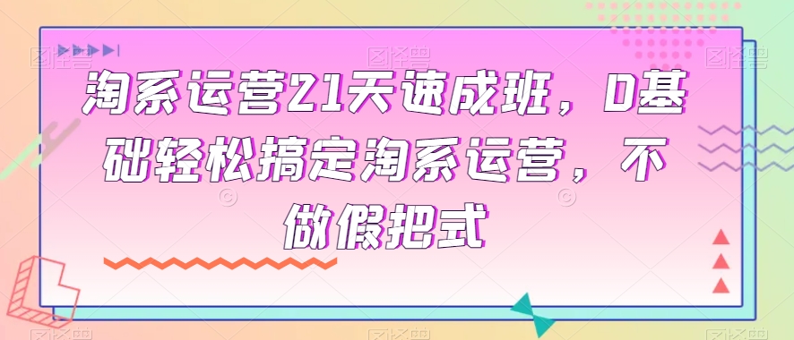 淘系运营21天速成班，0基础轻松搞定淘系运营，不做假把式 - 首创网