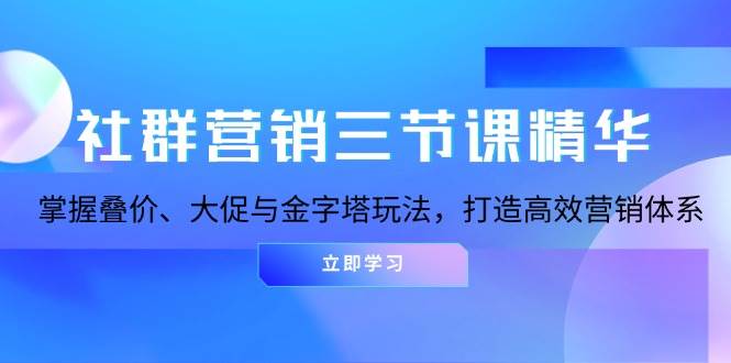 （13431期）社群营销三节课精华：掌握叠价、大促与金字塔玩法，打造高效营销体系 - 首创网