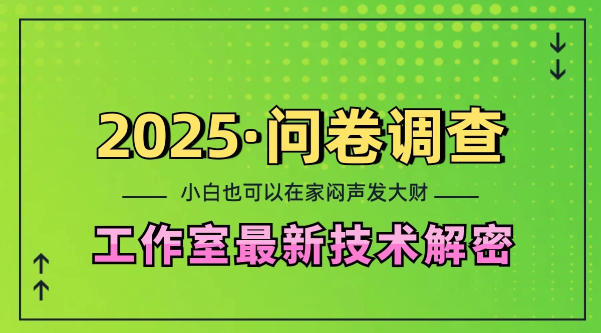 2025《问卷调查》最新工作室技术解密：一个人在家也可以闷声发大财，小白一天200+，可矩阵放大 - 首创网