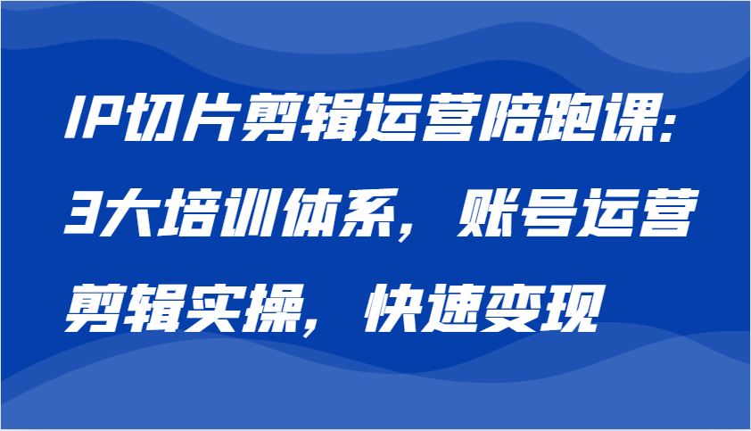 IP切片剪辑运营陪跑课，3大培训体系：账号运营 剪辑实操 快速变现 - 首创网