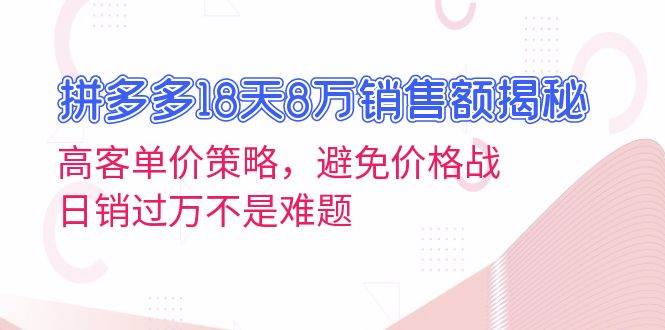 （13383期）拼多多18天8万销售额揭秘：高客单价策略，避免价格战，日销过万不是难题 - 首创网