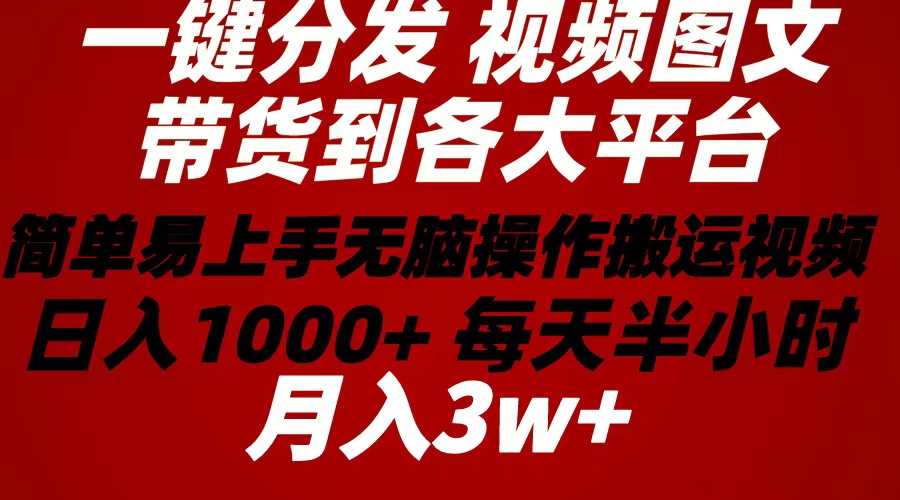 （10667期）2024年 一键分发带货图文视频 简单易上手 无脑赚收益 每天半小时日入1… - 首创网