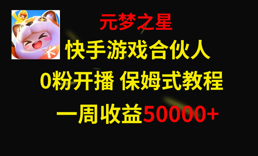 （8373期）快手游戏新风口，元梦之星合伙人，一周收入50000+ - 首创网