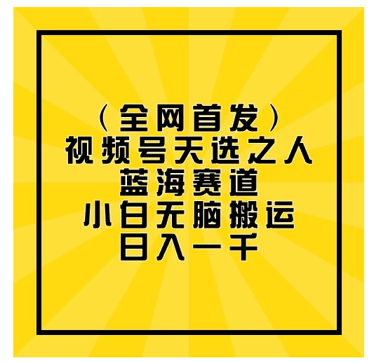 全网首发，视频号天选之人蓝海赛道，小白无脑搬运日入一千 - 首创网