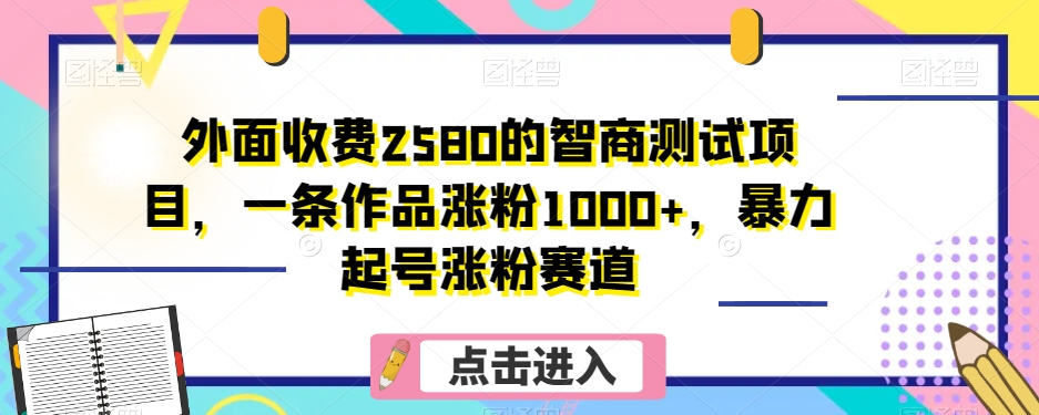 外面收费2580的智商测试项目，一条作品涨粉1000+，暴力起号涨粉赛道【揭秘】 - 首创网