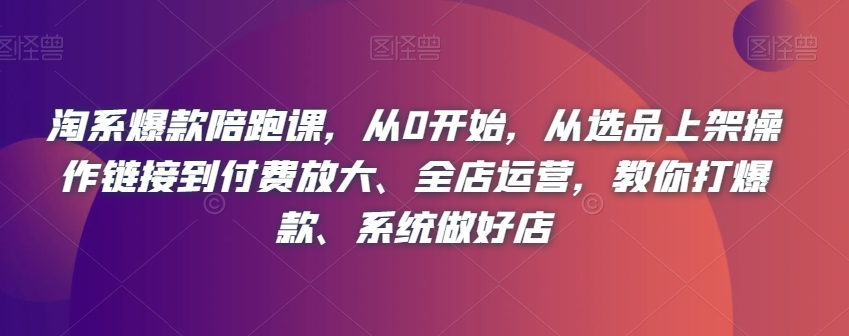 淘系爆款陪跑课，从0开始，从选品上架操作链接到付费放大、全店运营，教你打爆款、系统做好店 - 首创网