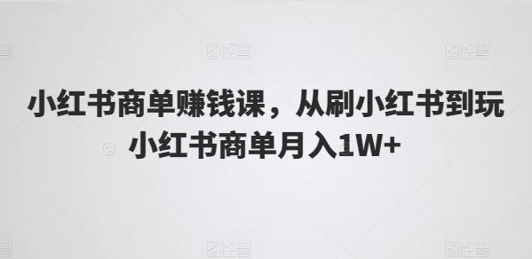 小红书商单赚钱课，从刷小红书到玩小红书商单月入1W+ - 首创网