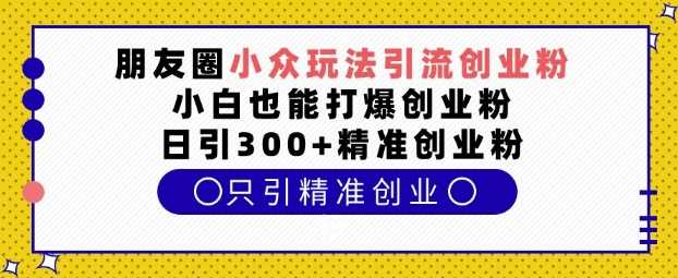 朋友圈小众玩法引流创业粉，小白也能打爆创业粉，日引300+精准创业粉【揭秘】 - 首创网