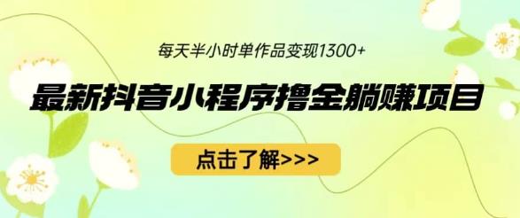 最新抖音小程序撸金躺赚项目，一部手机每天半小时，单个作品变现1300+【揭秘】 - 首创网