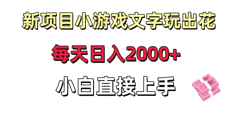 新项目小游戏文字玩出花日入2000+，每天只需一小时，小白直接上手 - 首创网