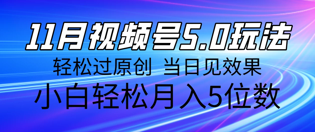 11月最新视频号5.0玩法，轻松过原创，当日见效果，小白轻松月入5位数 - 首创网