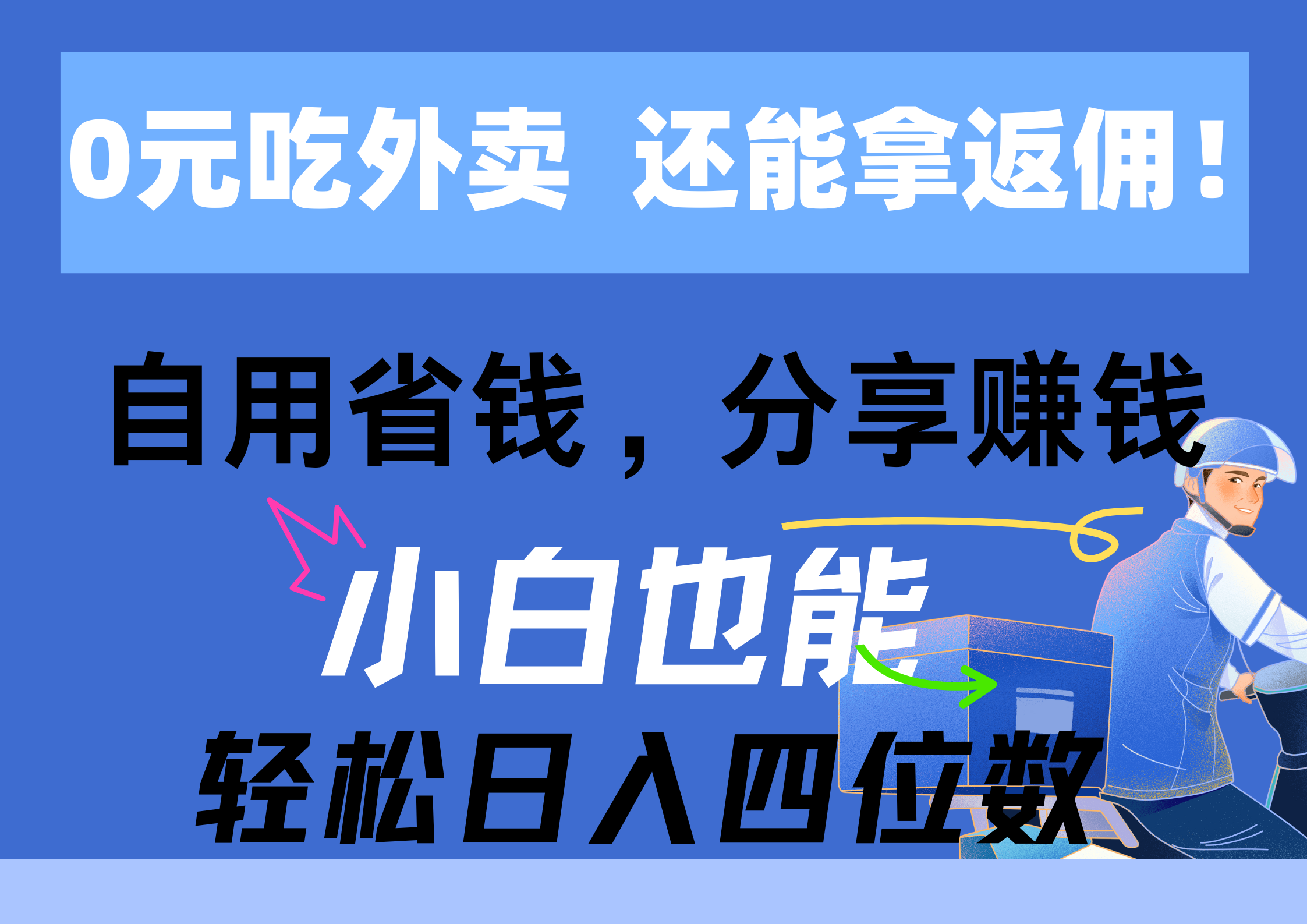 （11037期）0元吃外卖， 还拿高返佣！自用省钱，分享赚钱，小白也能轻松日入四位数 - 首创网