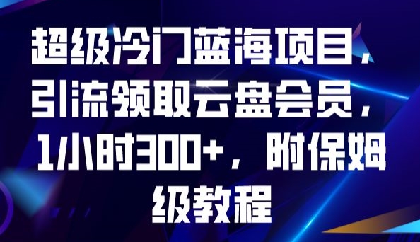 超级冷门蓝海项目，引流领取云盘会员，1小时300+，附保姆级教程 - 首创网