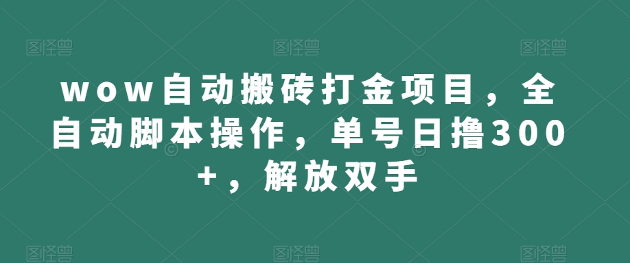 wow自动搬砖打金项目，全自动脚本操作，单号日撸300+，解放双手【揭秘】 - 首创网