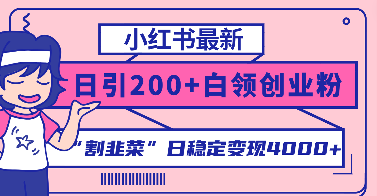 （8052期）小红书最新日引200+创业粉”割韭菜“日稳定变现4000+实操教程！ - 首创网