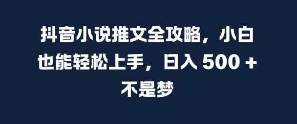 抖音小说推文全攻略，小白也能轻松上手，日入 5张+ 不是梦【揭秘】 - 首创网