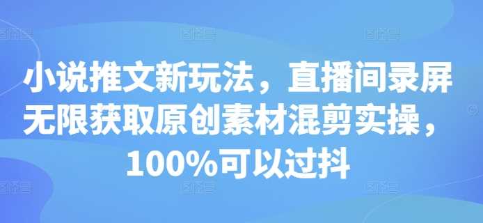 小说推文新玩法，直播间录屏无限获取原创素材混剪实操，100%可以过抖 - 首创网