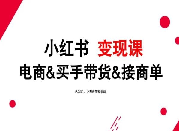 2024年最新小红书变现课，电商&买手带货&接商单，从0到1，小白高效轻创业 - 首创网