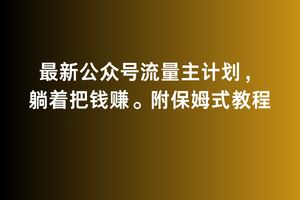 2月最新公众号流量主计划，躺着把钱赚，附保姆式教程【揭秘】 - 首创网