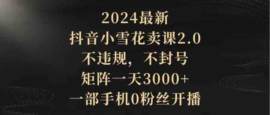 （9639期）2024最新抖音小雪花卖课2.0 不违规 不封号 矩阵一天3000+一部手机0粉丝开播 - 首创网