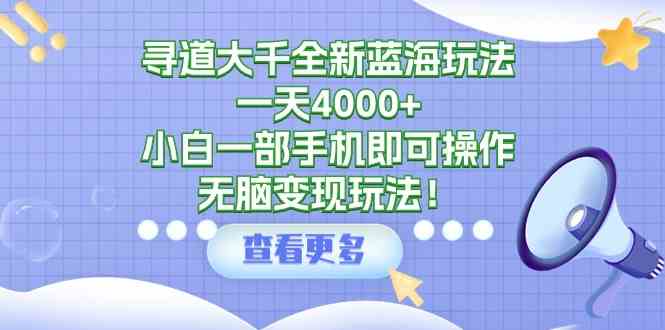 （9479期）寻道大千全新蓝海玩法，一天4000+，小白一部手机即可操作，无脑变现玩法！ - 首创网