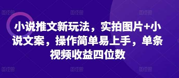 小说推文新玩法，实拍图片+小说文案，操作简单易上手，单条视频收益四位数 - 首创网