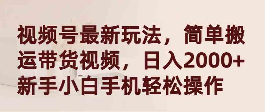 （9486期）视频号最新玩法，简单搬运带货视频，日入2000+，新手小白手机轻松操作 - 首创网