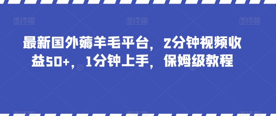 最新国外薅羊毛平台，2分钟视频收益50+，1分钟上手，保姆级教程【揭秘】 - 首创网