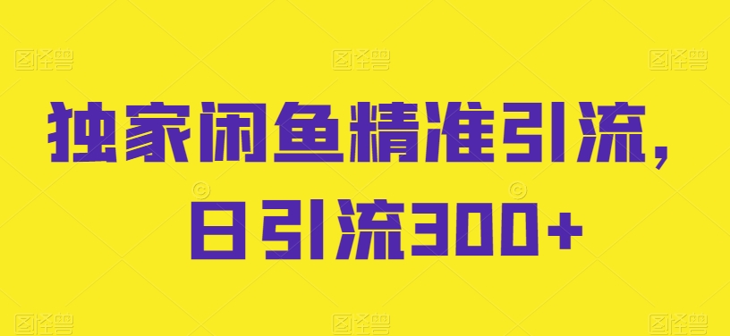 独家闲鱼精准引流，日引流300+ - 首创网